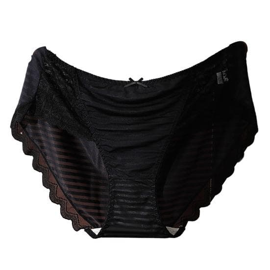 Women Panties Mid Waist Lace Bow Decor Plus Size Solid Color Tummy Control Butt-lifted Soft Stretchy Quick Dry Anti-septic Lady Underpants Briefs 4XL