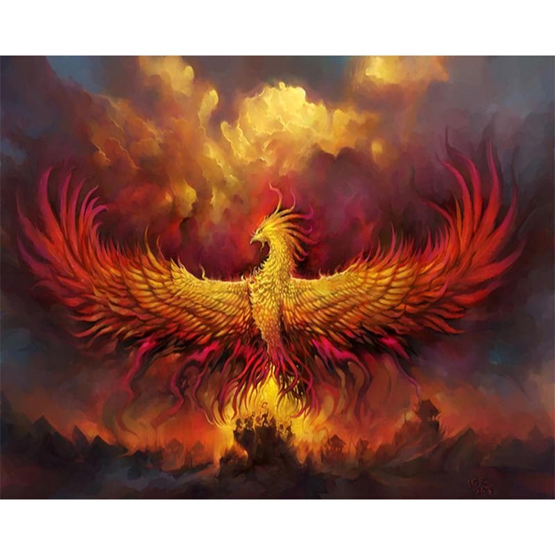 Diamond Painting Diamond Embroidery Fire Phoenix Picture of Rhinestones Mosaic Drawings Animal 50X70CM