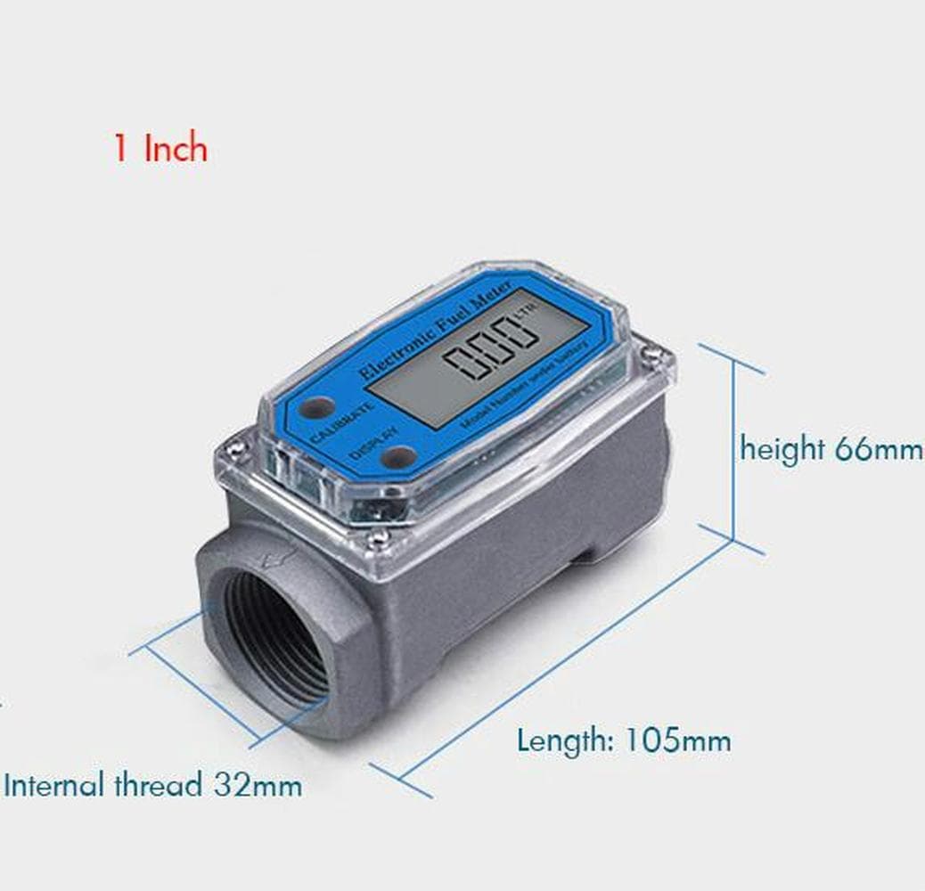 1 Inch/1.5 Inch Turbine Water Flowmeter with Digital LCD Display Diesel Gasoline Flow Meter Thread Fuel Transfer Meter 1 inch