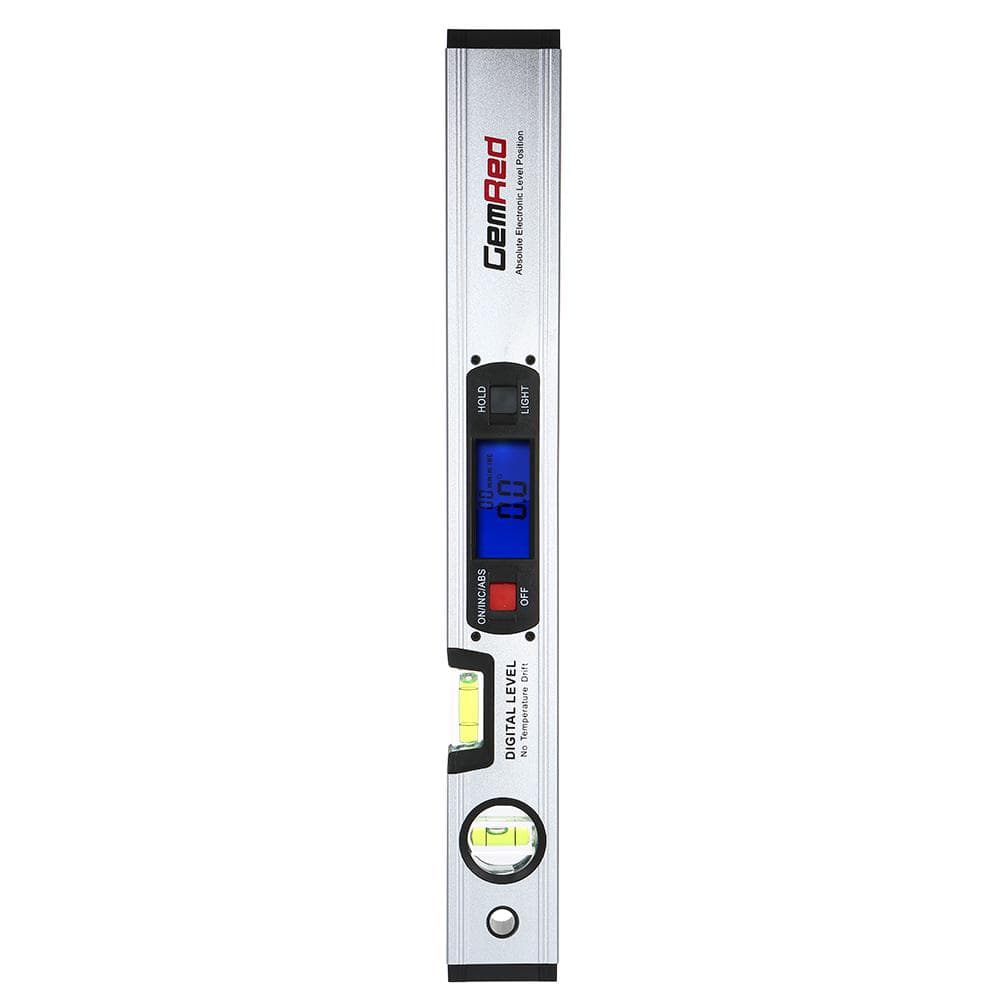 GemRed Digital Level Spirit Level Angle Finder with Magnetic 16 Long Leveling Instrument silver