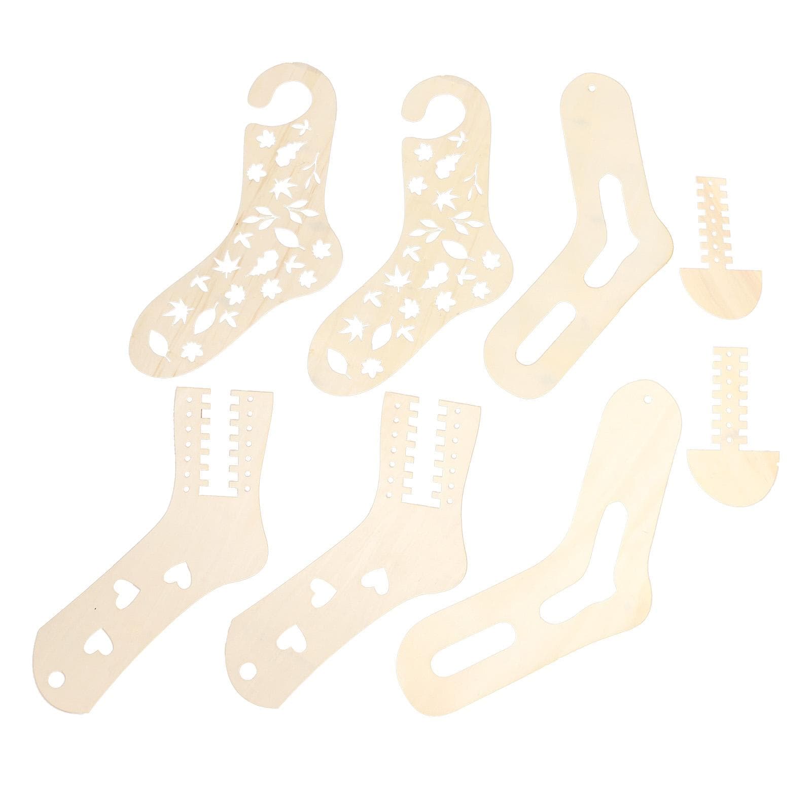 6 Pieces Wooden Sock Blockers Stocking Display Molds Knitting Sock Stretcher for Craft Gift Making