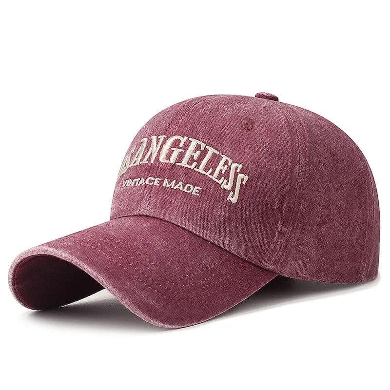 New Soft Top Washed Vintage Coated Cloth Cap Three-Dimensional Embroidery Sunhat Distressed White Casual Baseball Cap burgundy