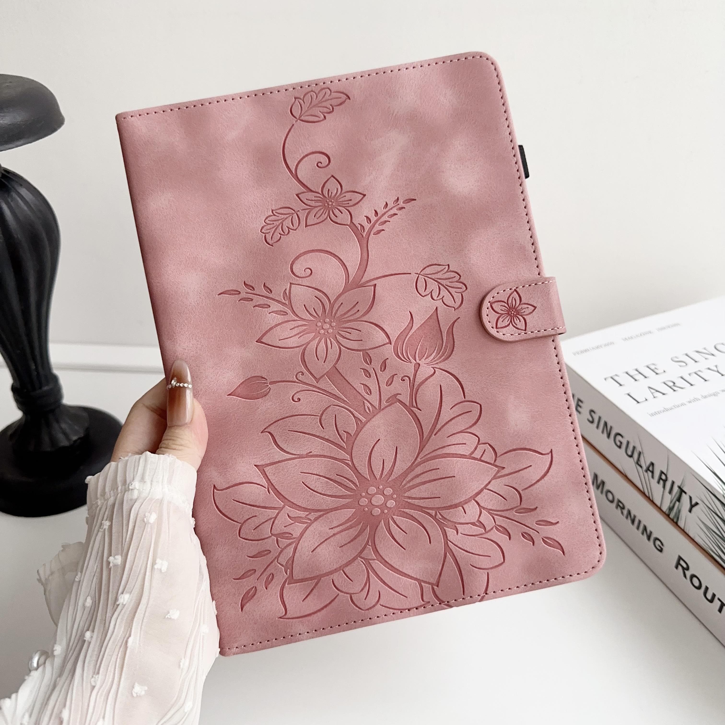 For Honor Pad X8a (not the mobile phone model Honor X8a).PU Leather Exquisite Floral Embossed Design Tablet Case Honor Pad X8a pink