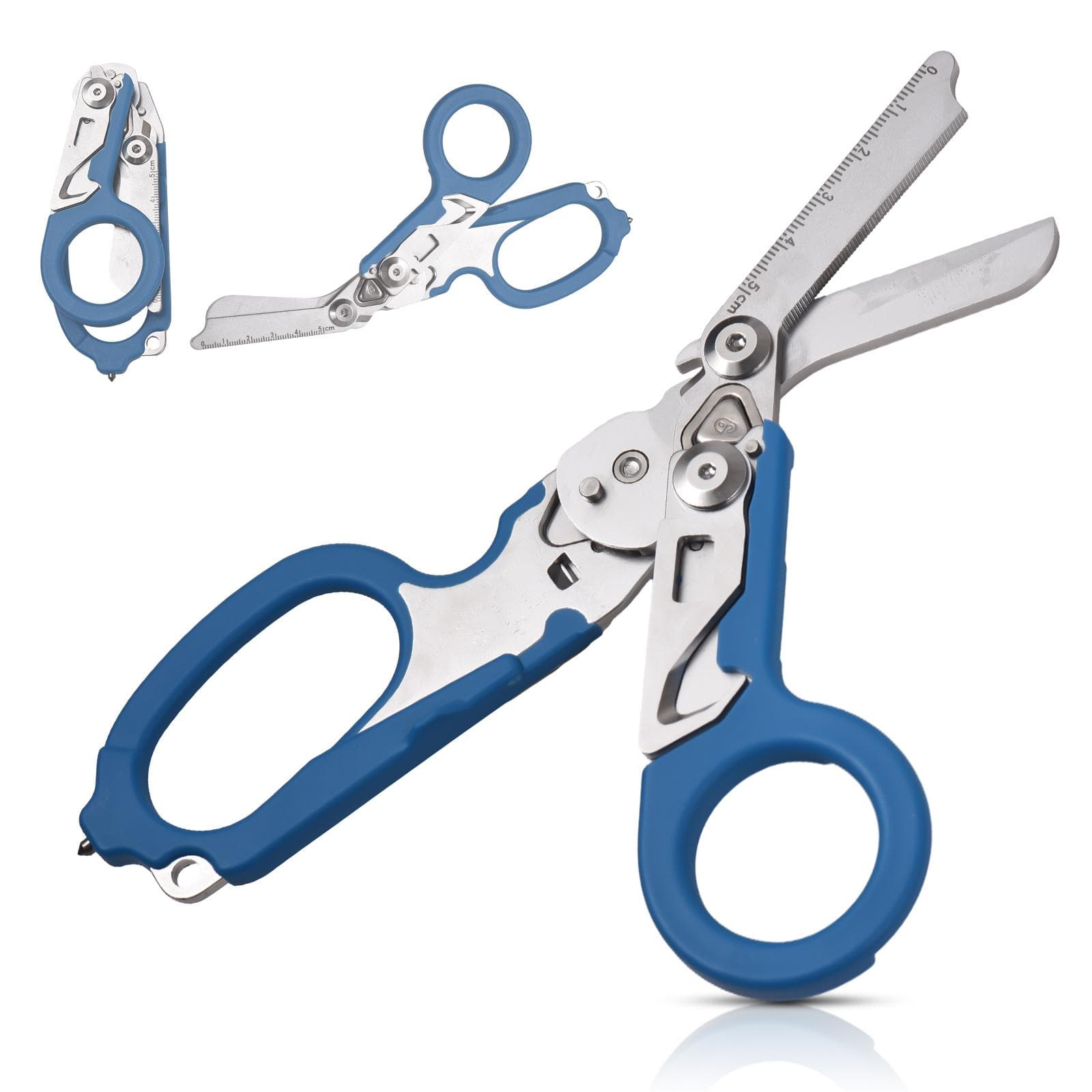 Trauma Shear Multi functional Pliers Tool Outdoor Camping Tools Emergency Shears Ruler Band Cutter blue