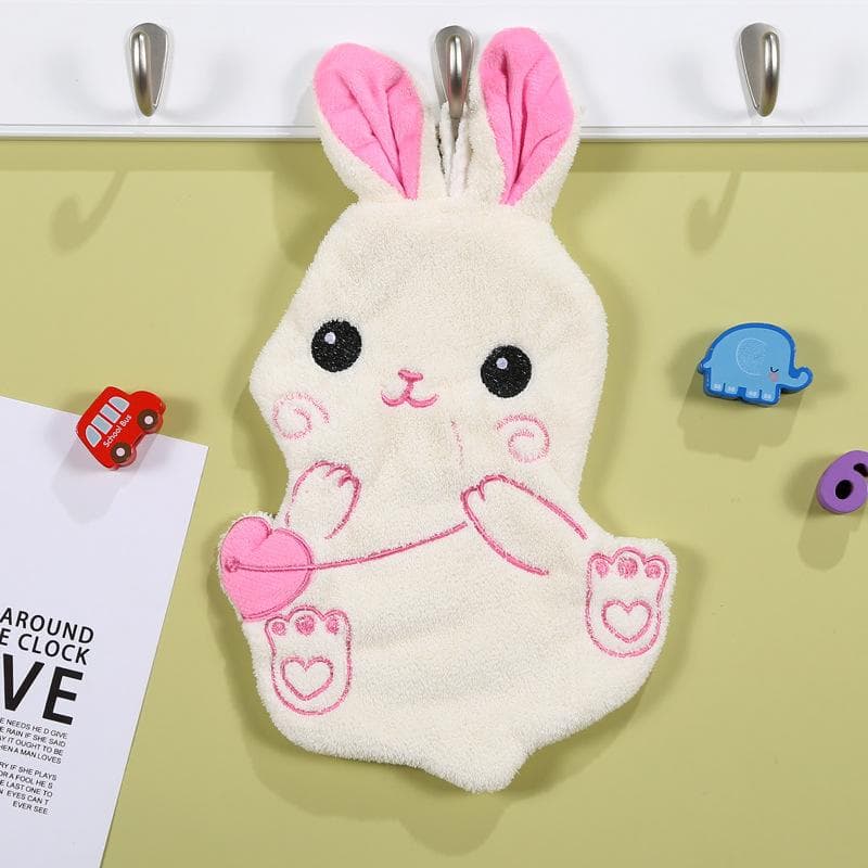 Cartoon Animal Shape Wipe Hand Towel for Kids High Quality Coral Velvet Kitchen Bathroom Absorbent Cleaning Dishcloth Towels pink