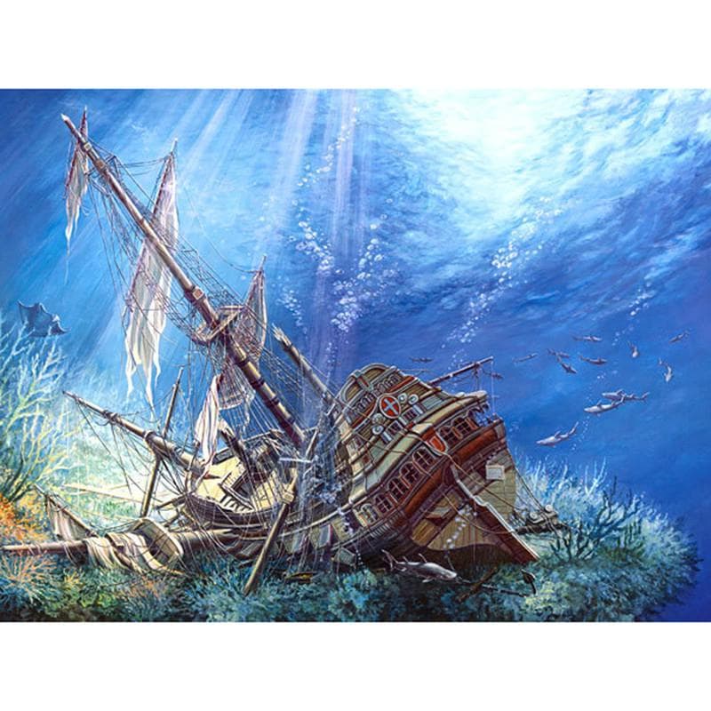 5D DIY Diamond Painting Undersea Boat Embroidery Mosaic Cross Stitch Rhinestone Decor 20X30CM
