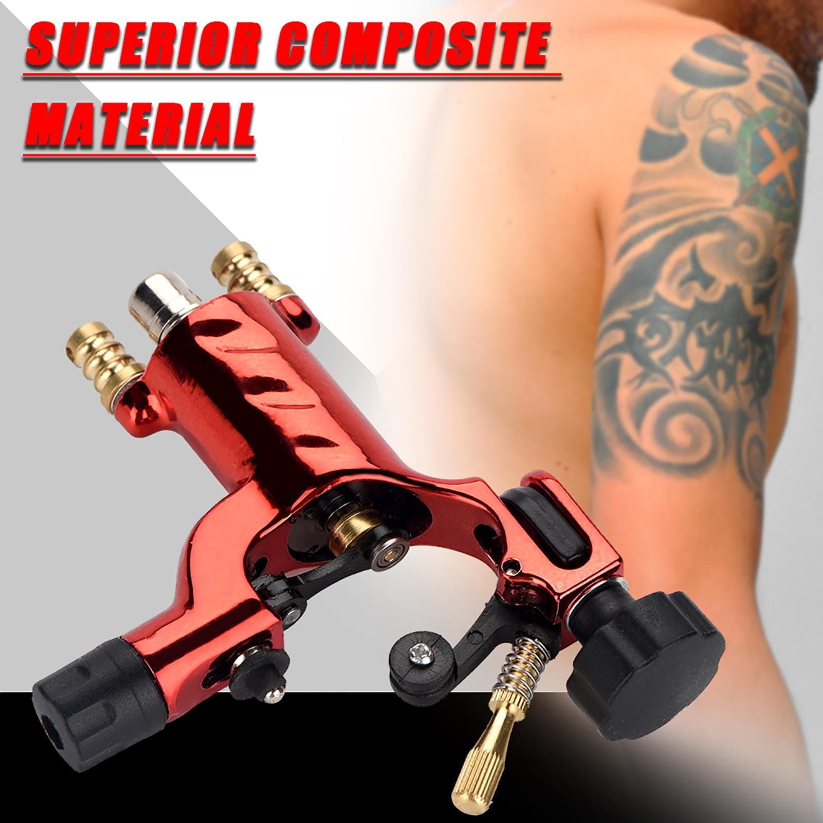 3 Colors Fashion Rotary Liner Shader Tattoo Machine Strong Motor Gun RCA Cord Artist Acessories red