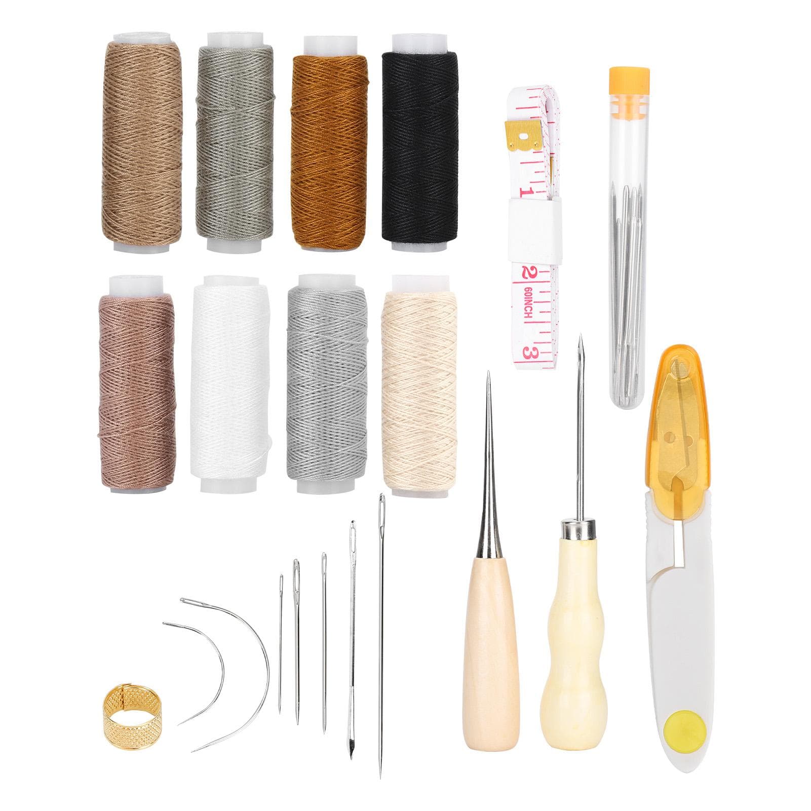 29Pcs Leather Sewing Kit Needles Thread Scissor Repair Tools DIY HandMade Craft Set