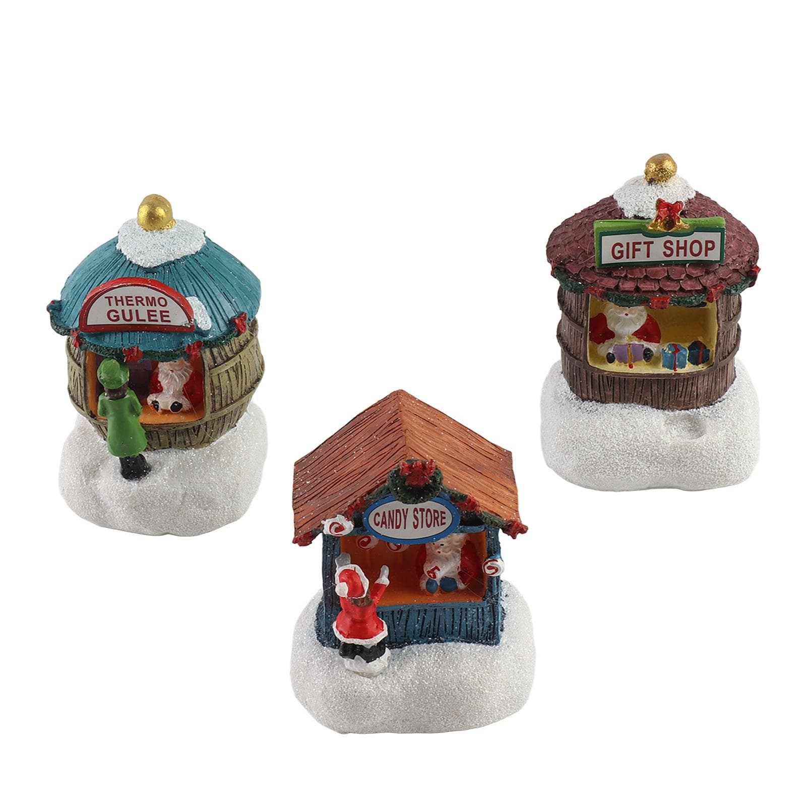 Xmas House Ornament Resin Xmas Scene House Miniature Decorative Small House Buildings for Home