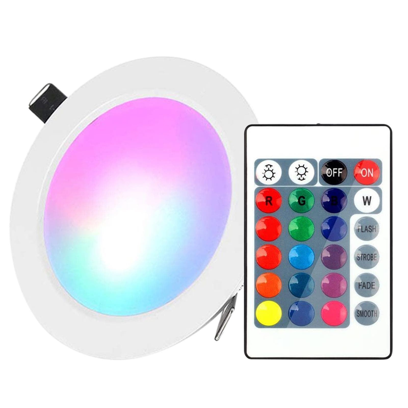 5W LEDs Recessed Lighting Downlight with IR Remote Control 16 Color & 4 Flashing Modes Dimmable 12W light & remote