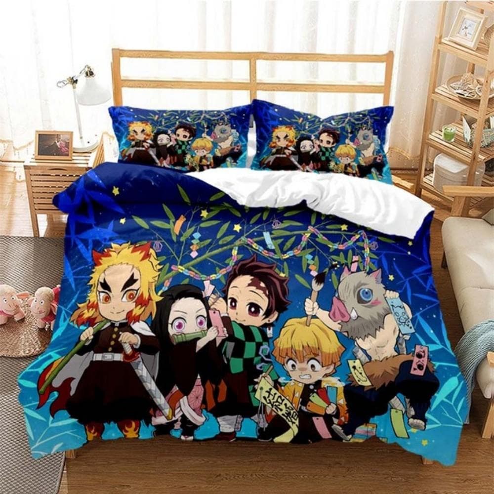 Anime Demon Slayer Bedding Set Japanese Cartoon Bed Linen 200x220 Teens Girls Twin Single Queen King Full Duvet Cover Sets cot size 70x133cm