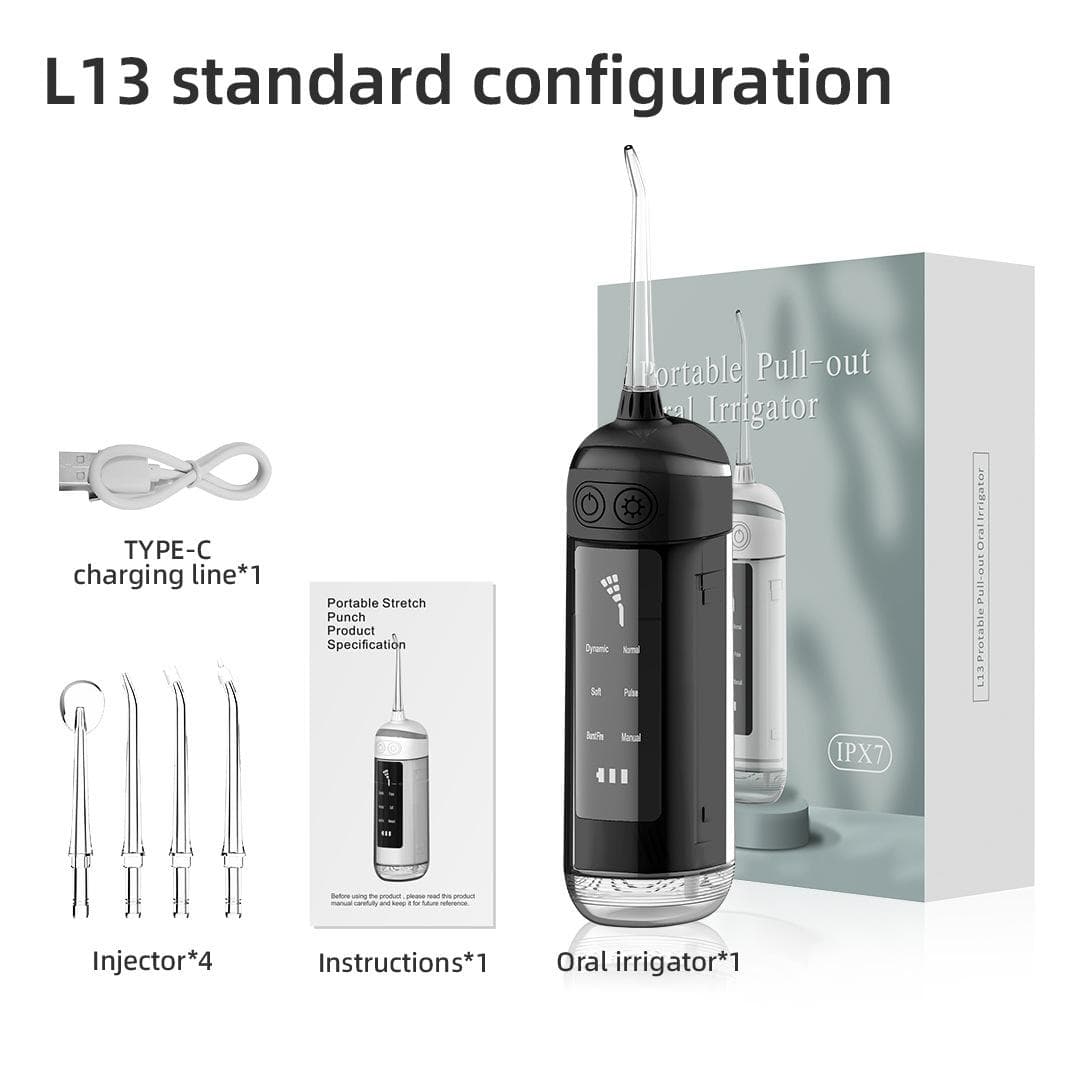 6-Speed Portable Tooth Flusher, Pull-out Model, Ultrasonic Oral Care, Dental Cleaning Device, Water Dental Floss, Compact Dental Beauty Instrument