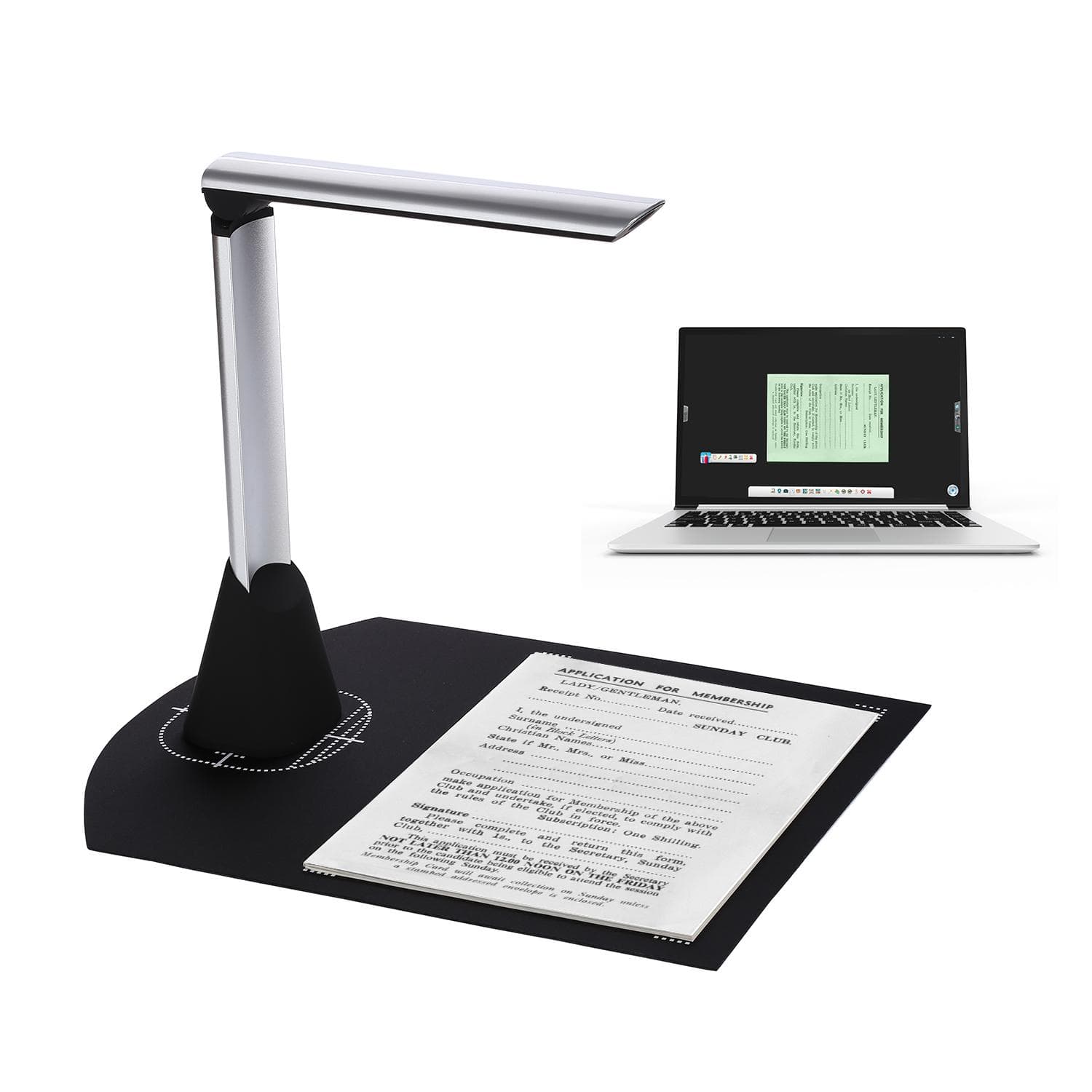 Aibecy BK34 Document Camera Scanner 5 Mega-Pixel HD Camera A4 Capture Size with LED Light Teaching multicolour