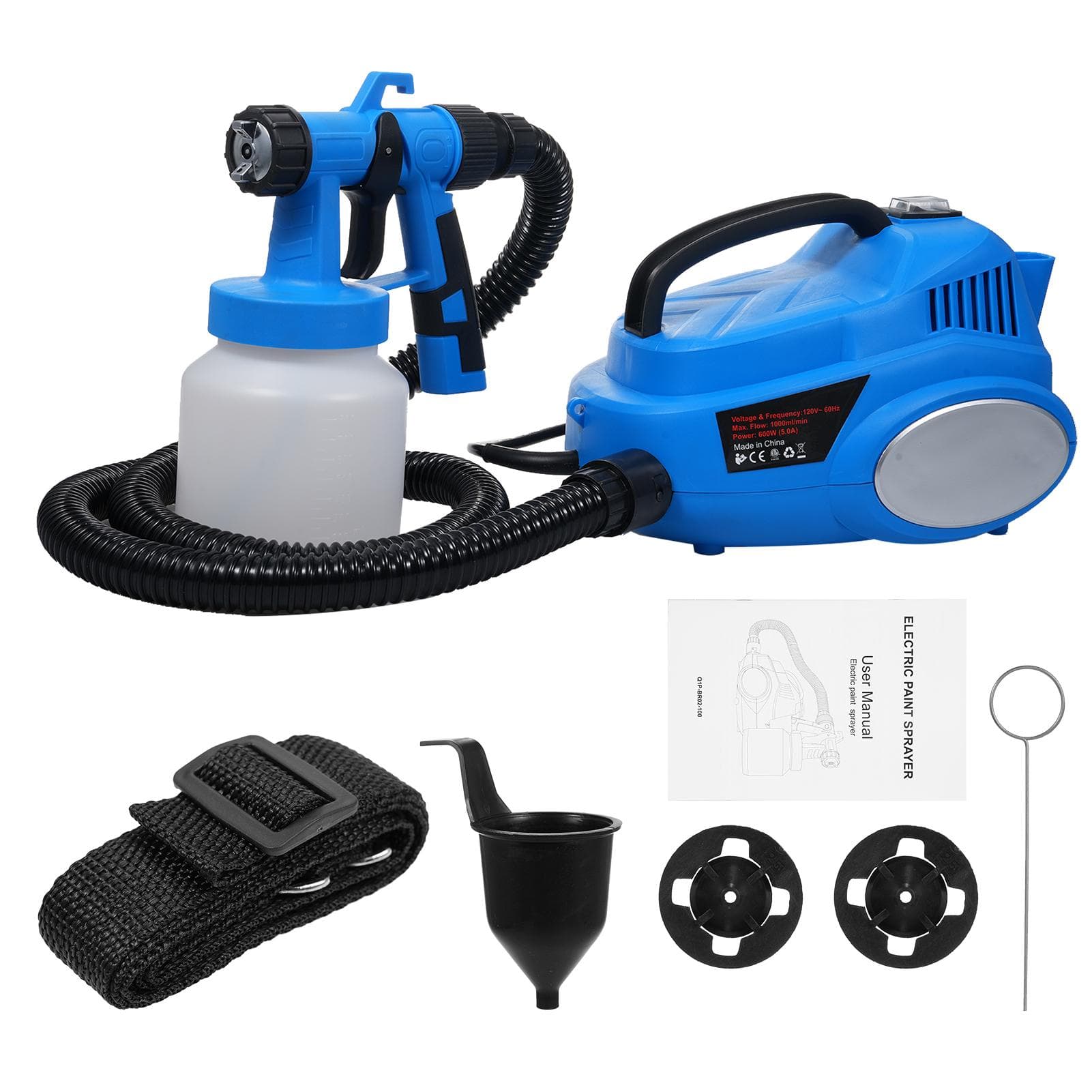 600W 800ml HVLP Electric Paint Spray Machine 30000 RPM Speed, at Max Speed 1000MLMin Flow blue