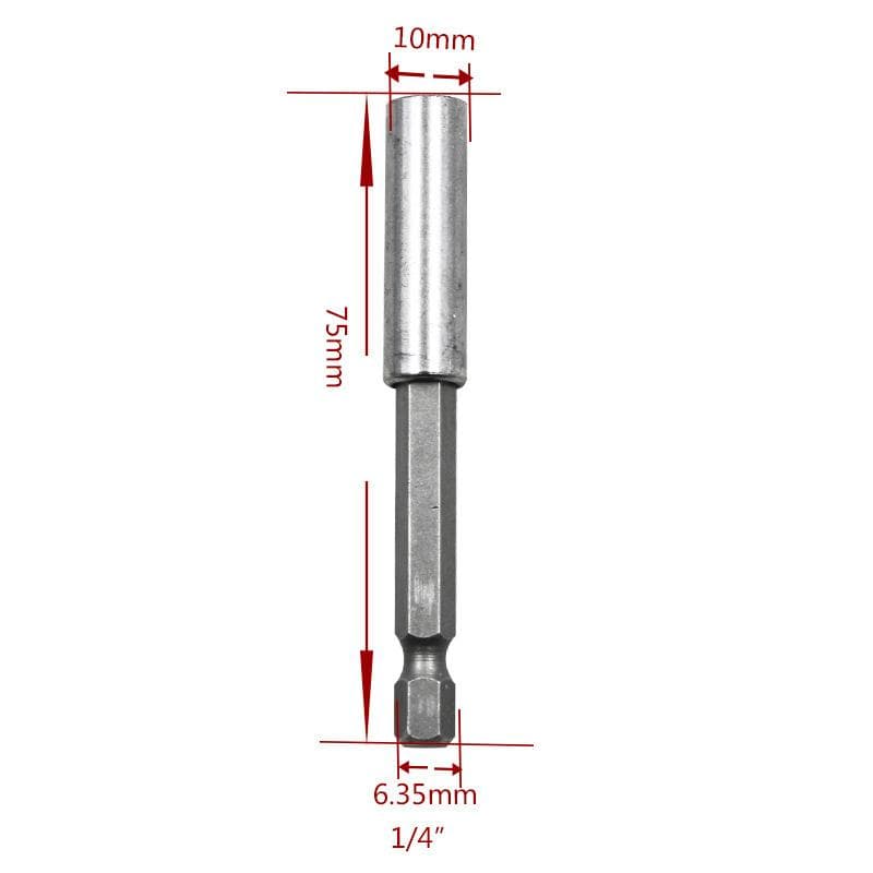 1/4 Hex Magnetic Bit Holder Sleeve Adapter High-carbon Steel Extension Drill Driver Screwdriver Bars Power 75mm