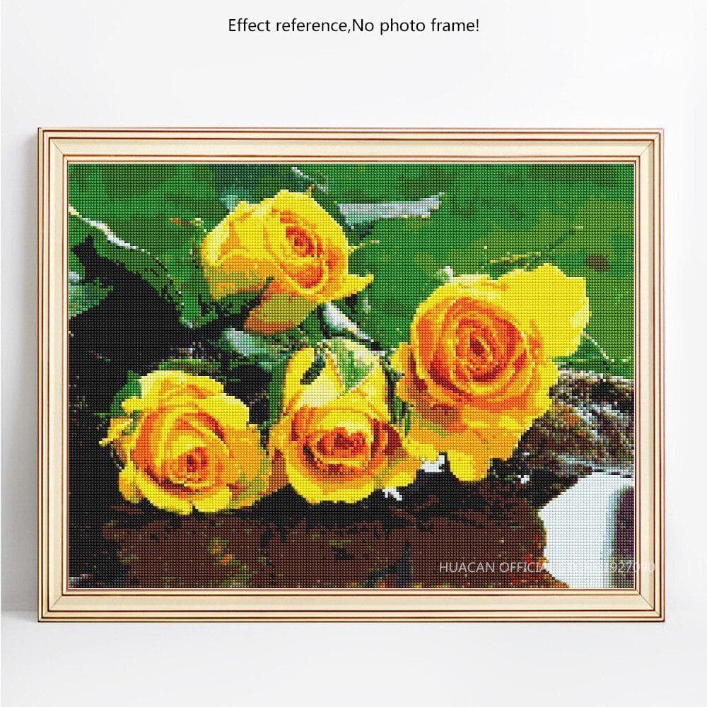5D Diamond Painting Yellow Flower Full Round Rhinestone Picture Embroidery Sale Diamond 20X30