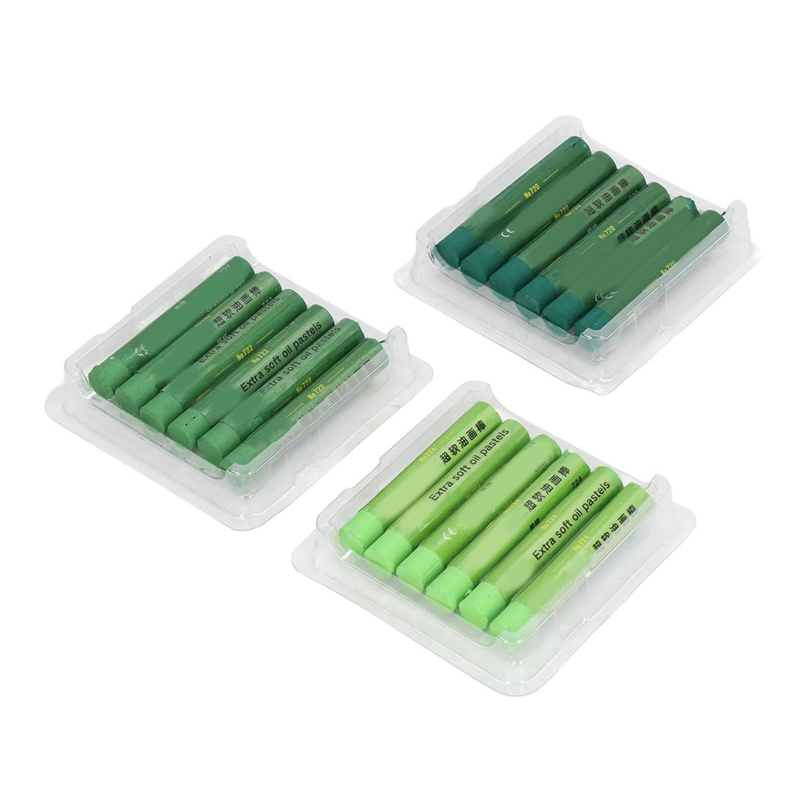 18Pcs Oil Pastels Forest Green Series Vibrant Colour Easy Blending Shading Oil Crayons for Impasto