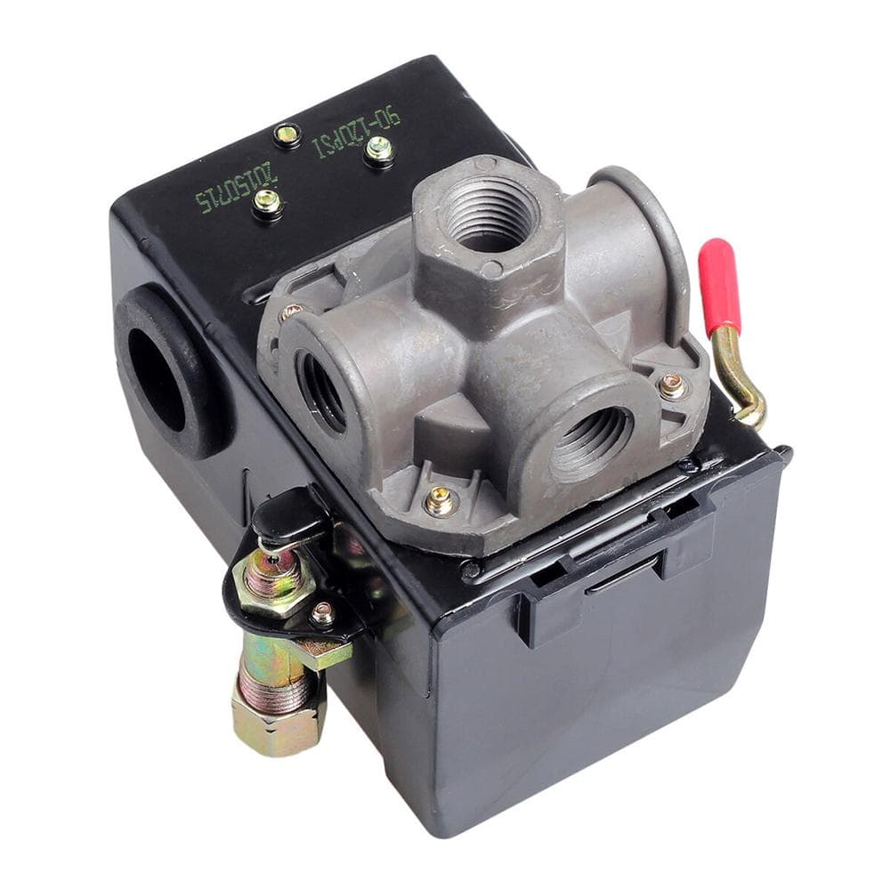 Air Compressor Pressure Switch Control Valve 120PSI 4 Port Unloader On/Off Lever black