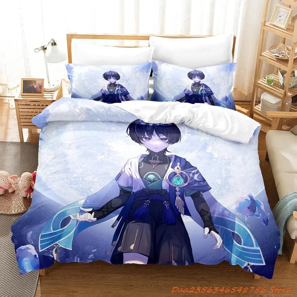 Sale Game Genshin Impact Scaramouche Bedding Set Cartoon Anime three-piece set Adult Kid Bedroom Duvetcover Sets 3D Kawaii 70x133cm 2pcs
