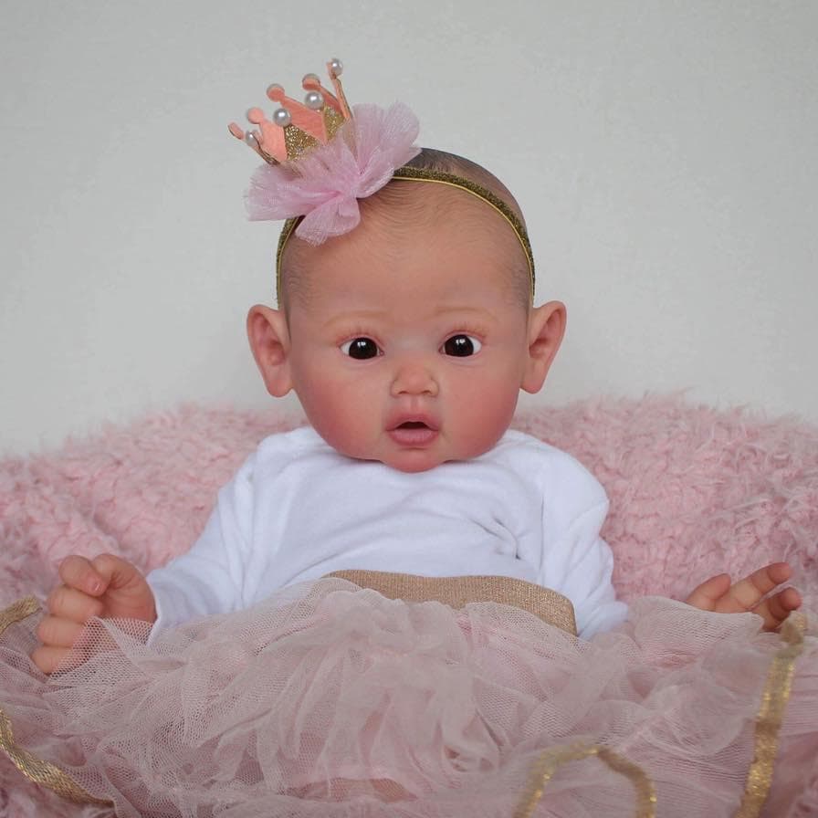 BZDOLL 60CM 3D-Paint Skin Soft Silicone Reborn Baby For Girl Realistic 24 Inch Painted Hair Toddler Art Doll with Vascular Vein 55cm 3D-paint Skin Doll