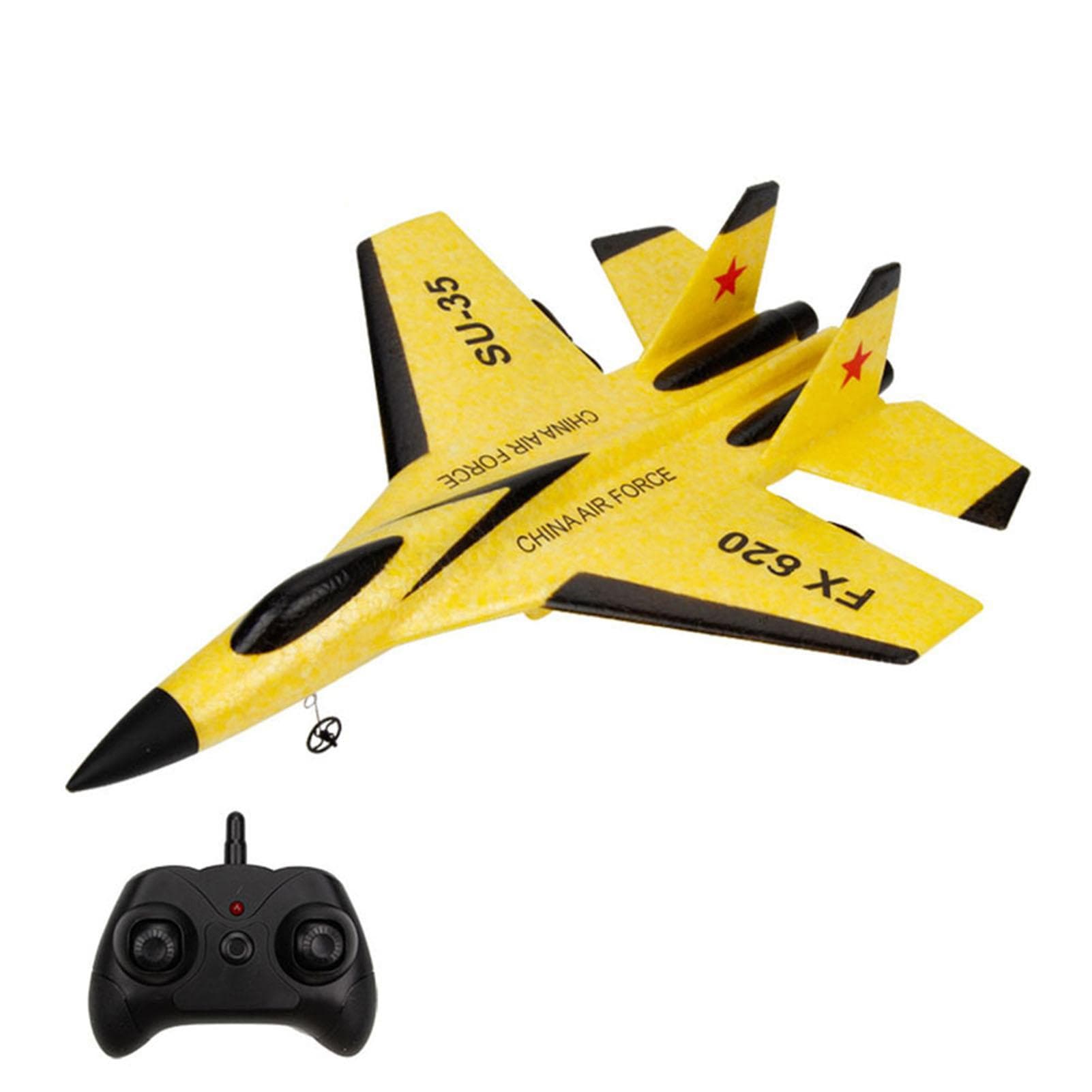 RC Airplane 2.4GHz RC Plane Gliding SU-35 Aircraft Model EPP Flight Toys 3-axis Gyro Stability for yellow-1 battery yellow
