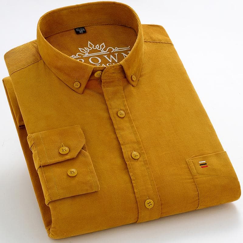 Autumn and Winter Cotton Men Corduroy Long Sleeved Casual Shirt L