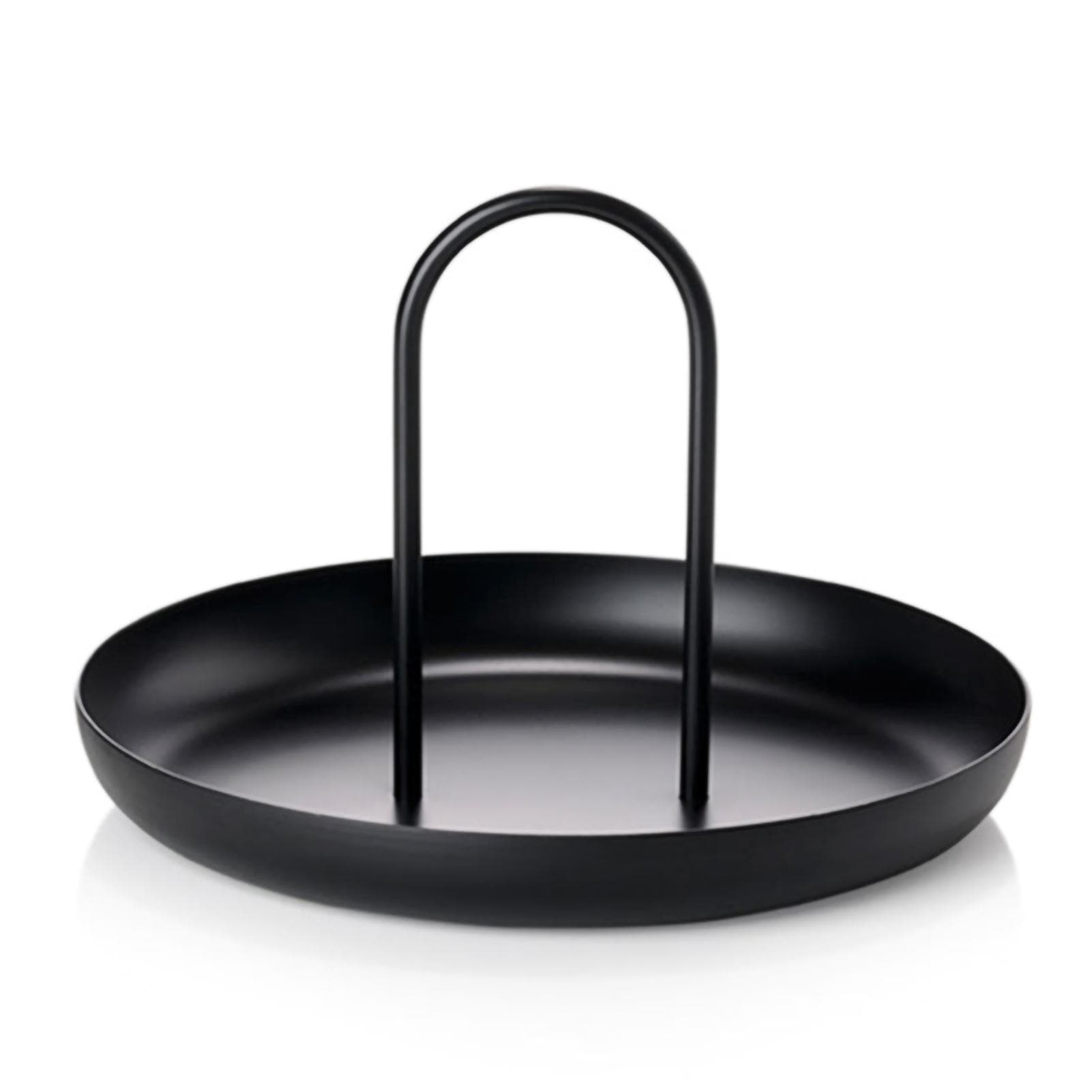 Serving Tray Metal Round Portable Table Top Storage Tray Simple Modern Style with Handle Red black