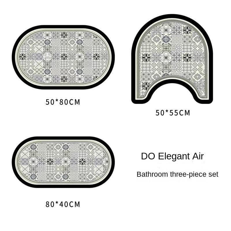 Retro Bathroom Diatom Mud Floor Mat Three-Piece U-Shaped Toilet Mat Toilet Absorbent Non-Slip Foot Mat Entrance Door Mat 1pc40x80cm 16x32inch
