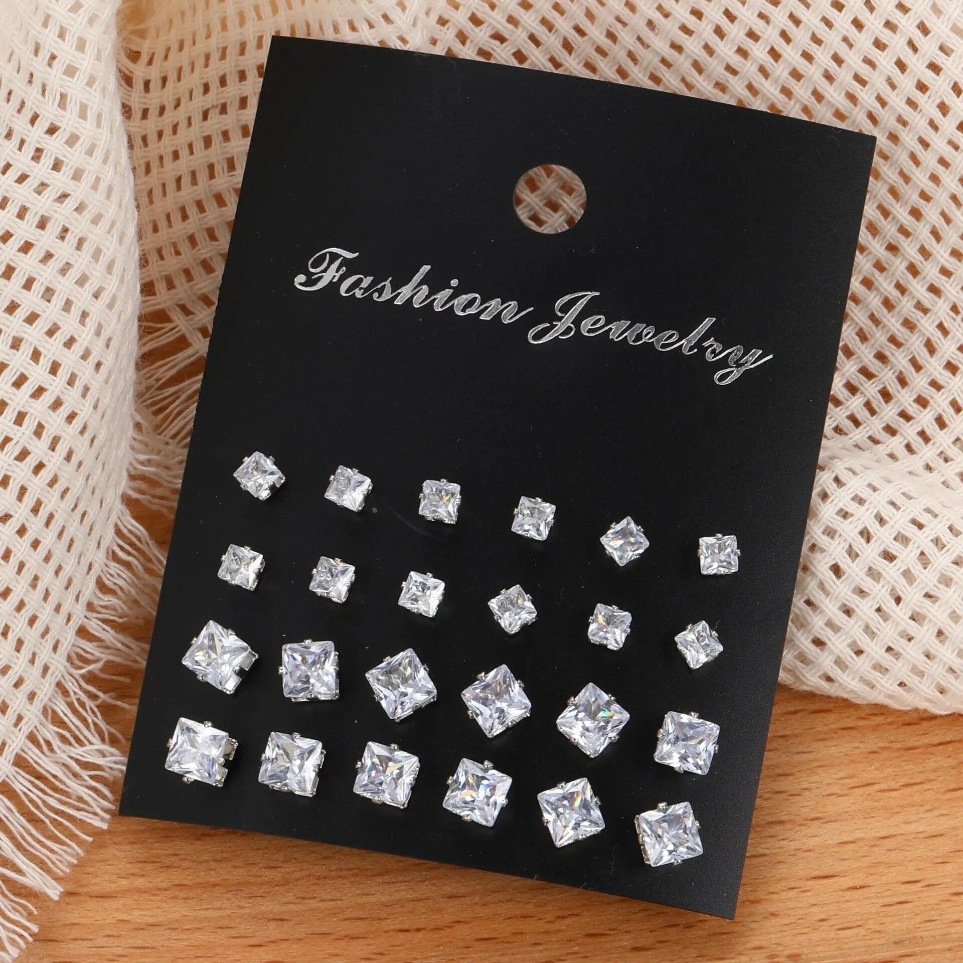 12 Pair/Lot White Shiny Wedding Stud Earrings Set for Women Men Crystal Jewelry Accessories Oorbellen Jewelry Earrings Silvery