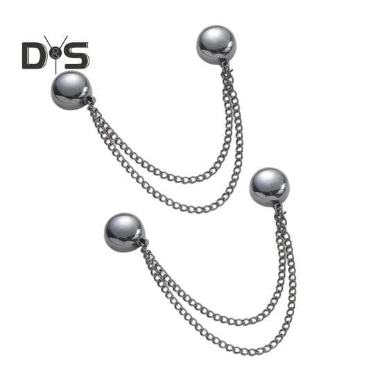 2Pcs Multi-Function Magnetic Clothing Clip with Chain Multi-Purpose Pinless Metal Buttons Clip Clothes Scarf Trouser Legs Cuff Fixing Magnet Pin