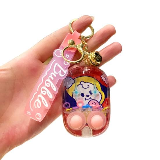 Game Console Keychain Mini Portable Cartoon Print Mermaid Water Cooler Keyring Bell Decor Children B