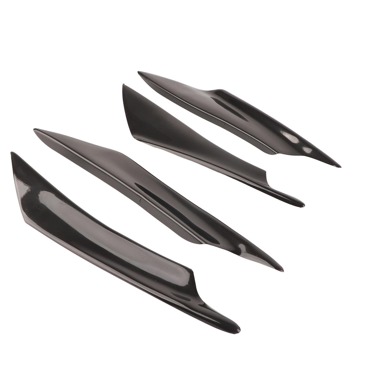 4pcs Universal Black Car Body Spoiler Front Bumper Lip Splitter Fins Trim