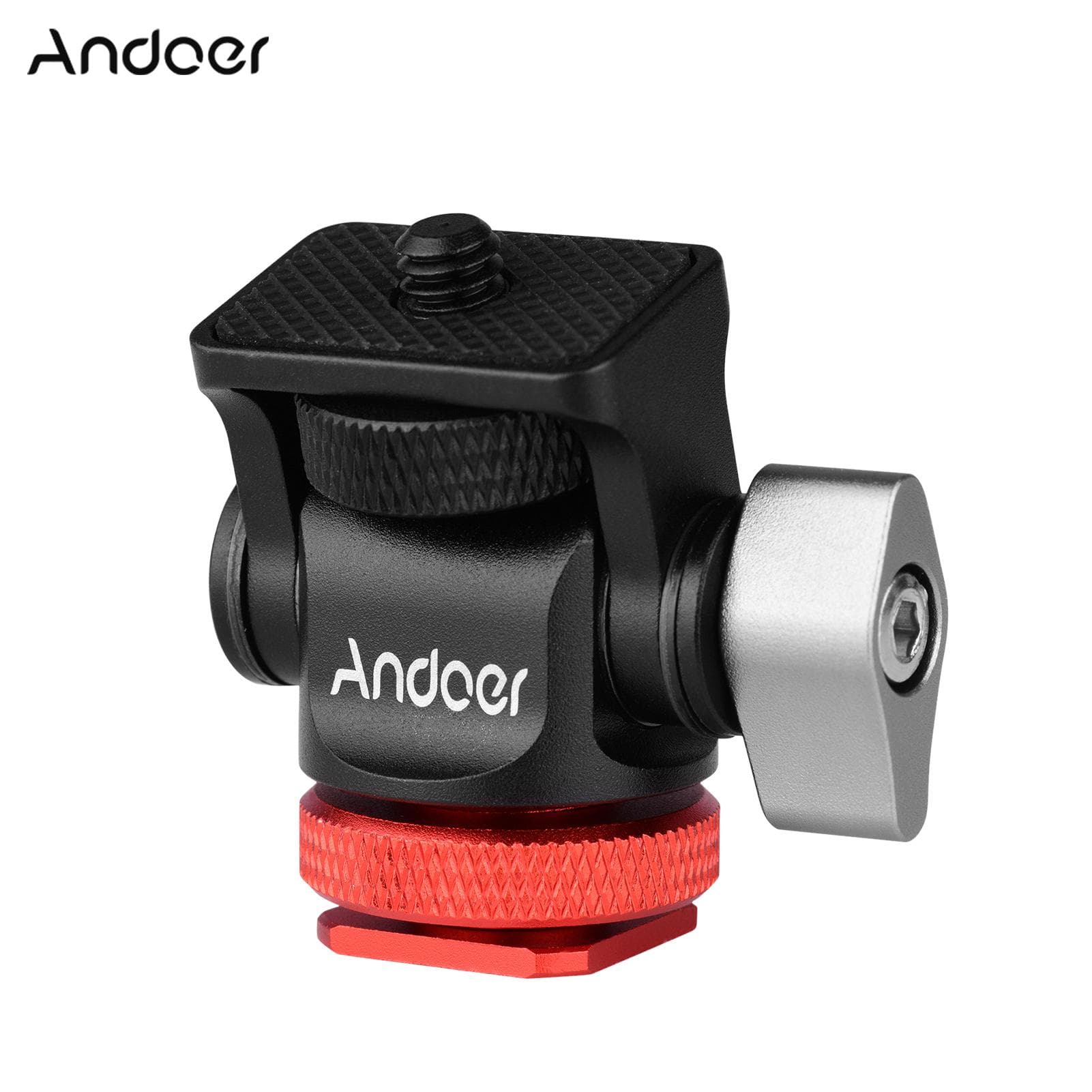 Mini Monitor Mount Tripod Head Cold Shoe Adapter Aluminum Alloy 1/4 Inch Screw for Flash Microphone LED Fill Light Lamp red