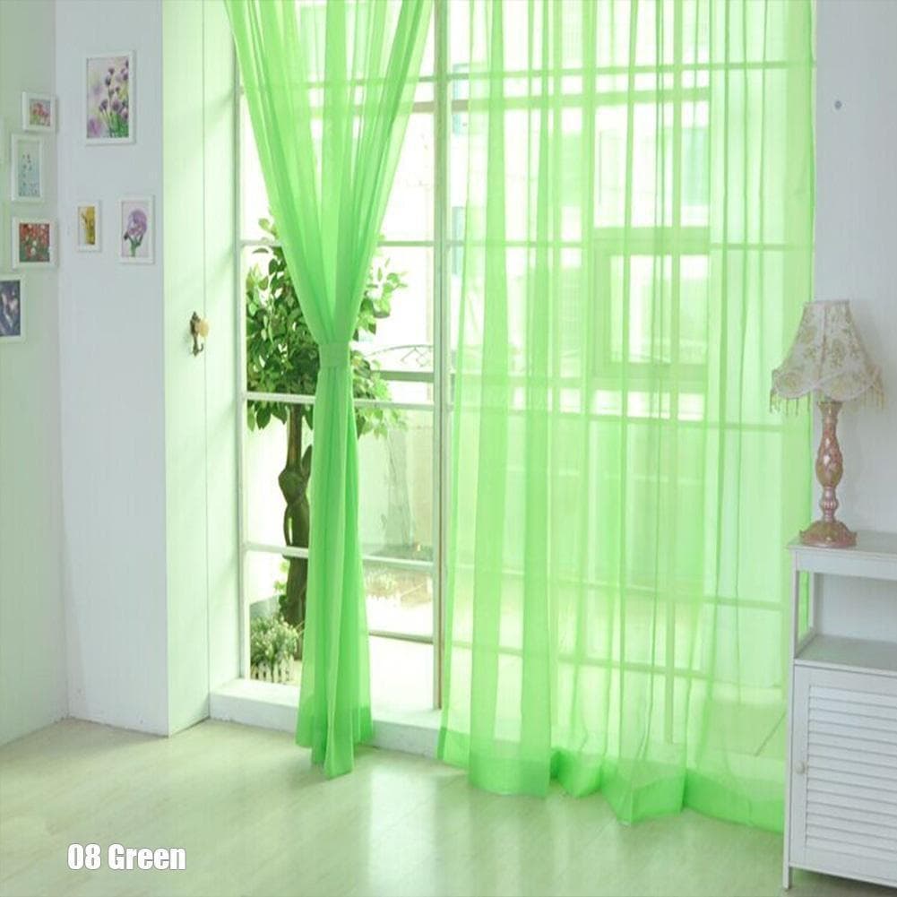 100*200cm Home Decor Candy Color Window Screens Living Room Bedroom Blackout Transparent Gauze Tulle Princess Style Drape Panel Sheer Scarf Divider green
