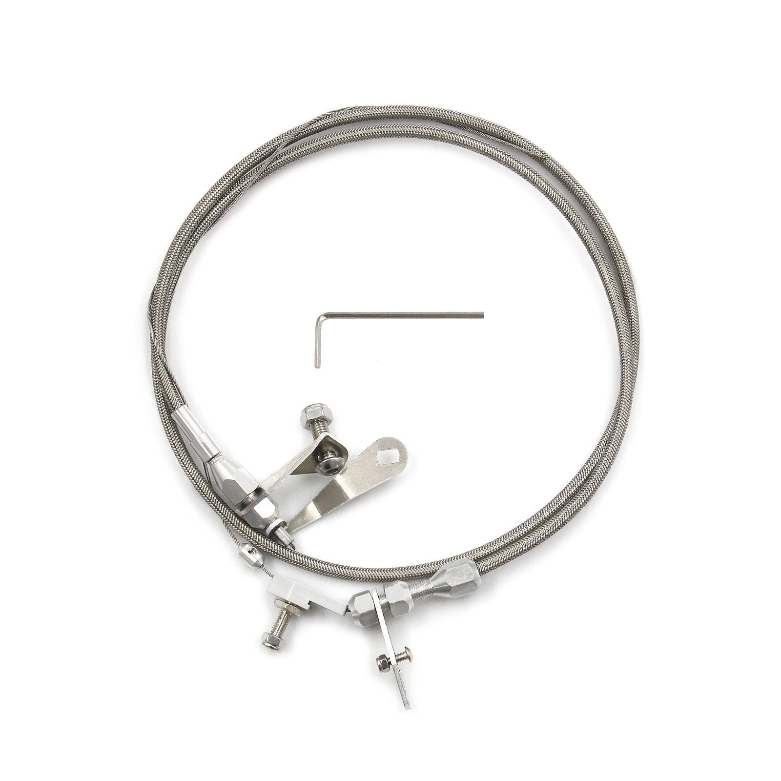 Transmission Kickdown Cable Kit, Stainless Braided Kick Down Cable Transmission Detent Replacement silver