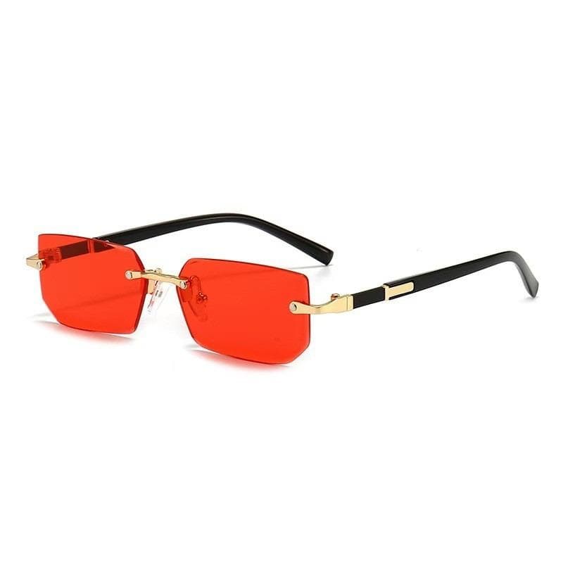 UV400 Protection Rimless Rectangle Sunglasses Y2K Vintage Frameless Sun Glasses for Women Men