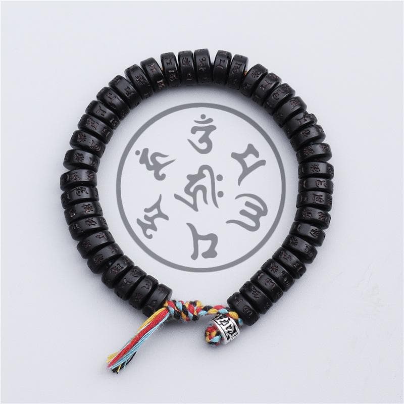 Cross-border new six-character motto bracelet, coconut shell beaded Sanskrit hand-woven creative
