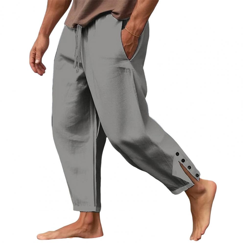 Men Drawstring Waist Pants Quick-drying Men's Sweatpants with Side Pockets Drawstring Elastic Waist for Gym Training for Men M grey