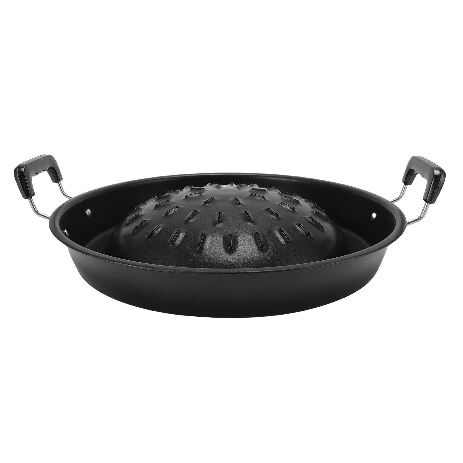 Thai BBQ Grill Pan 2 in 1 Non Stick Even Heating Aluminum Hot Pot Grill Charcoal Pan for Indoor 35cm/13.78in black