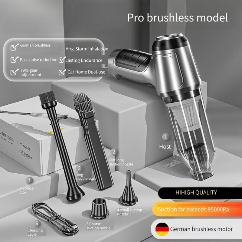 2024 New Brushless Wireless Car Vacuum Cleaner German Original Brushless Motor Powerful Handheld Household Car Dual-purpose Mini Vacuum Cleaner Updated brushless Gray