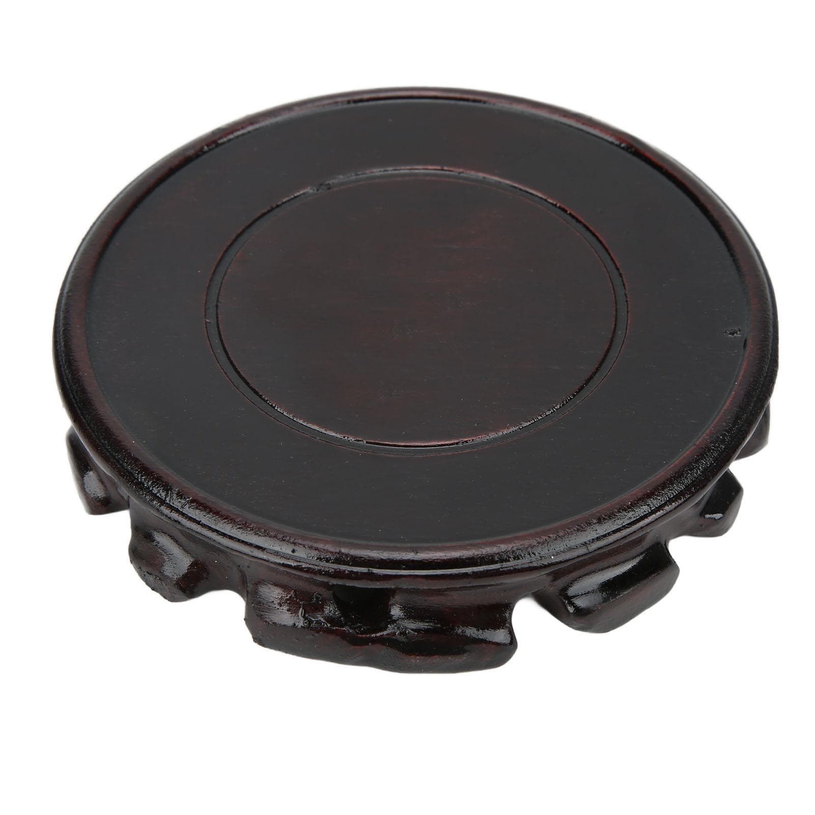 Round Wooden Base Multifunctional Retro Carving Elegant Wooden Display Stand for Home Decoration