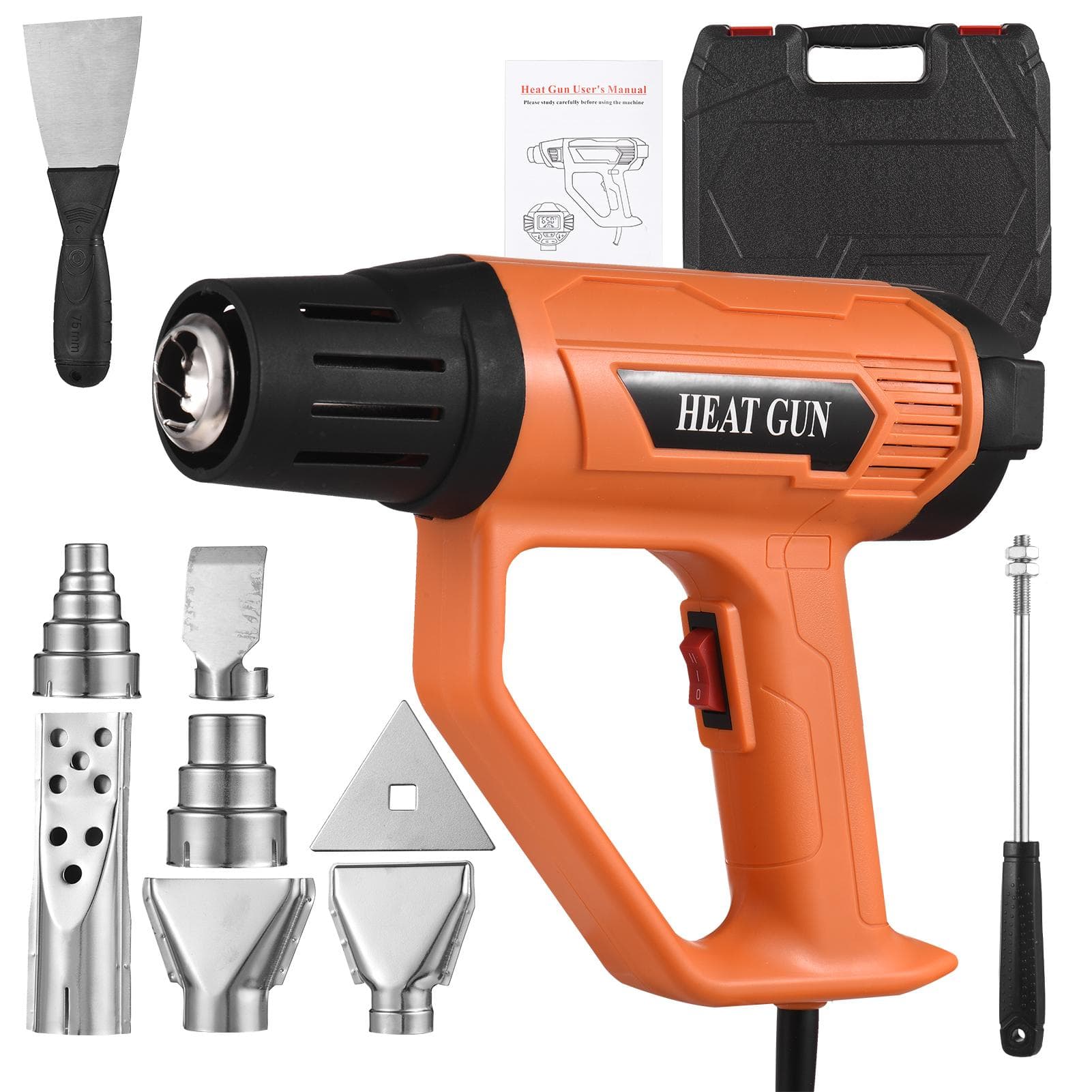 2000W Heat Gun Kit Industrial Hot Air Gun Fast Heating LCD Digital Temperature-controlled Portable EU Plug