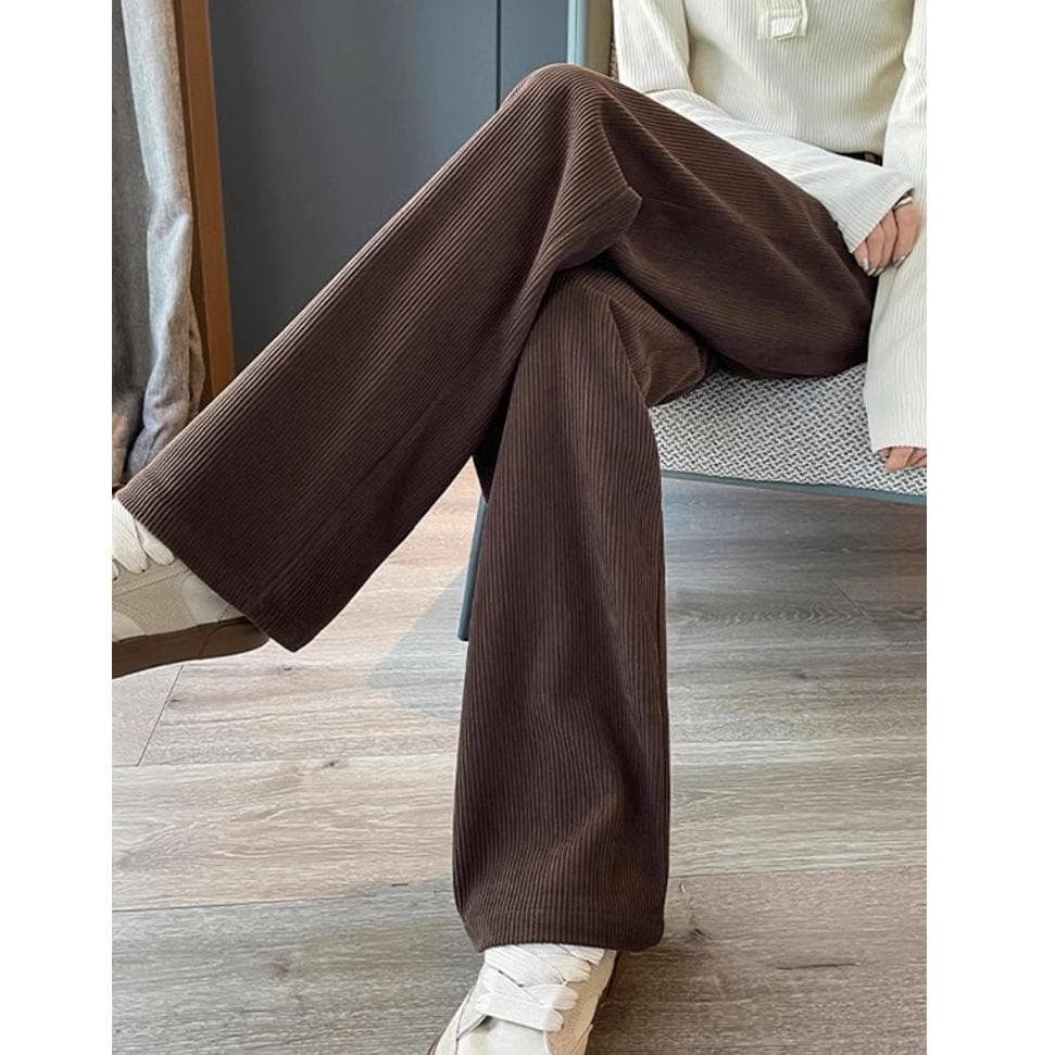Narrow Version Wide-leg Pants for Women's Autumn New High-waist Casual Retro Straight-leg Pants Drape Slim Trousers 2XL brown