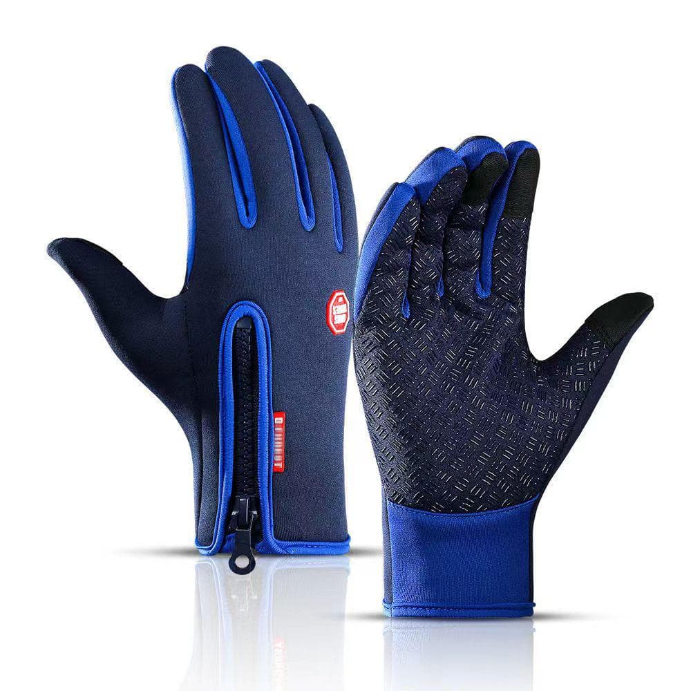 Winter Thermal Gloves Waterproof Windproof Gloves Snowboard Motorcycle Riding Warm Touch Screen Zipper Thermal Gloves XL blue