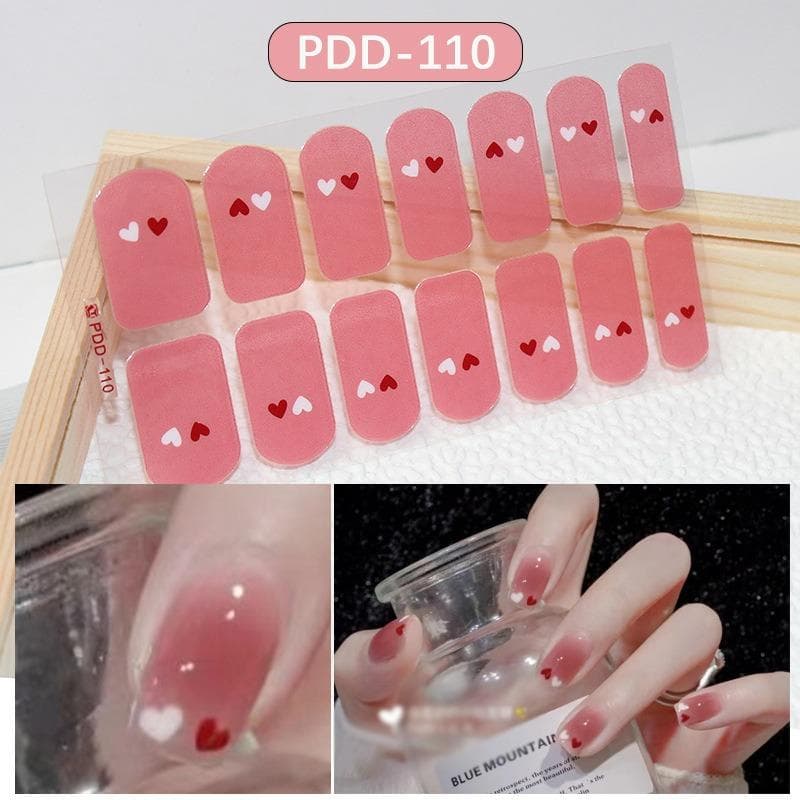 60 Styles DIY Semi Cured Gel Nail Stickers Long-Lasting Solid Color Fresh Flowers In Spring Nail Strips Patch Slider Full Cover Decal PDD-110