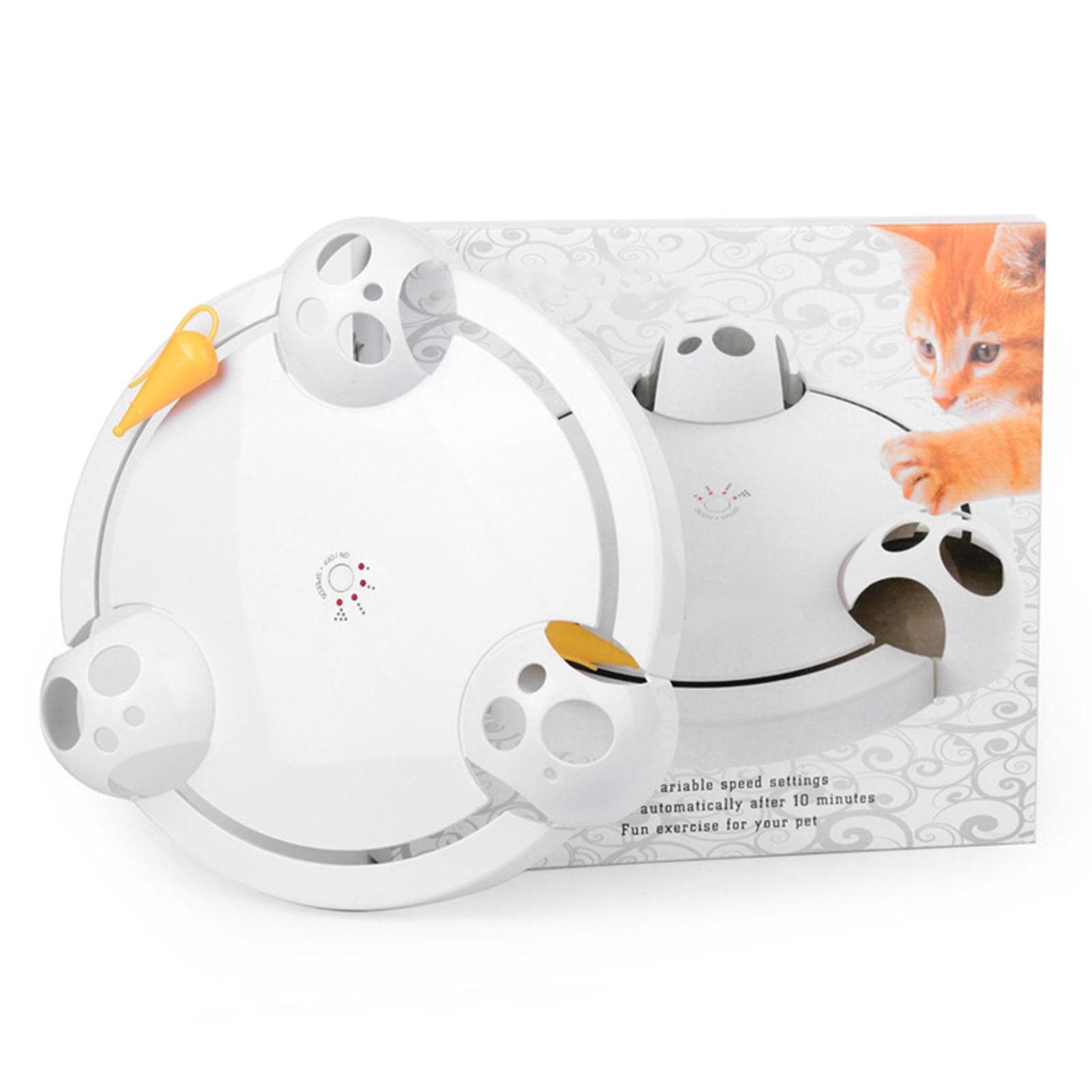 Catch Mouse Cat Turntable Interactive Speed Adjustable Cat Rotating Turntable Toy with 3 Mouse white