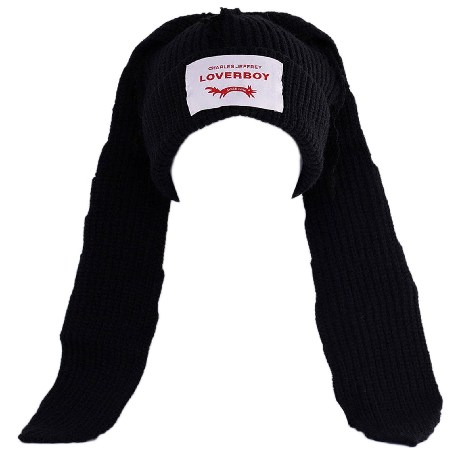 Crochet Knitted Hat Skullies Beanie Long Ear Hat Cute Bunny Hat Rabbit Ears Hat Women Autumn Winter Warm Funny Hat black