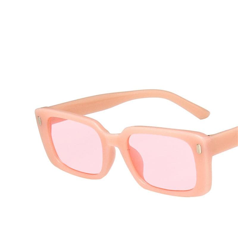 Vintage Square Glasses Men Designer Rivet Retro Female Eyewear Rectangle Fashion Yellow Frame Oculos De Sol only 1pcs sunglasses