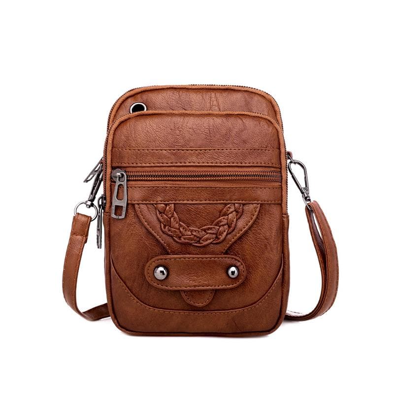PU Leather Bag Fashion Small Crossbody Bags Women Mini Leather Shoulder Messenger Bag Clutch Ladies Phone Bag Purse Handbag brown