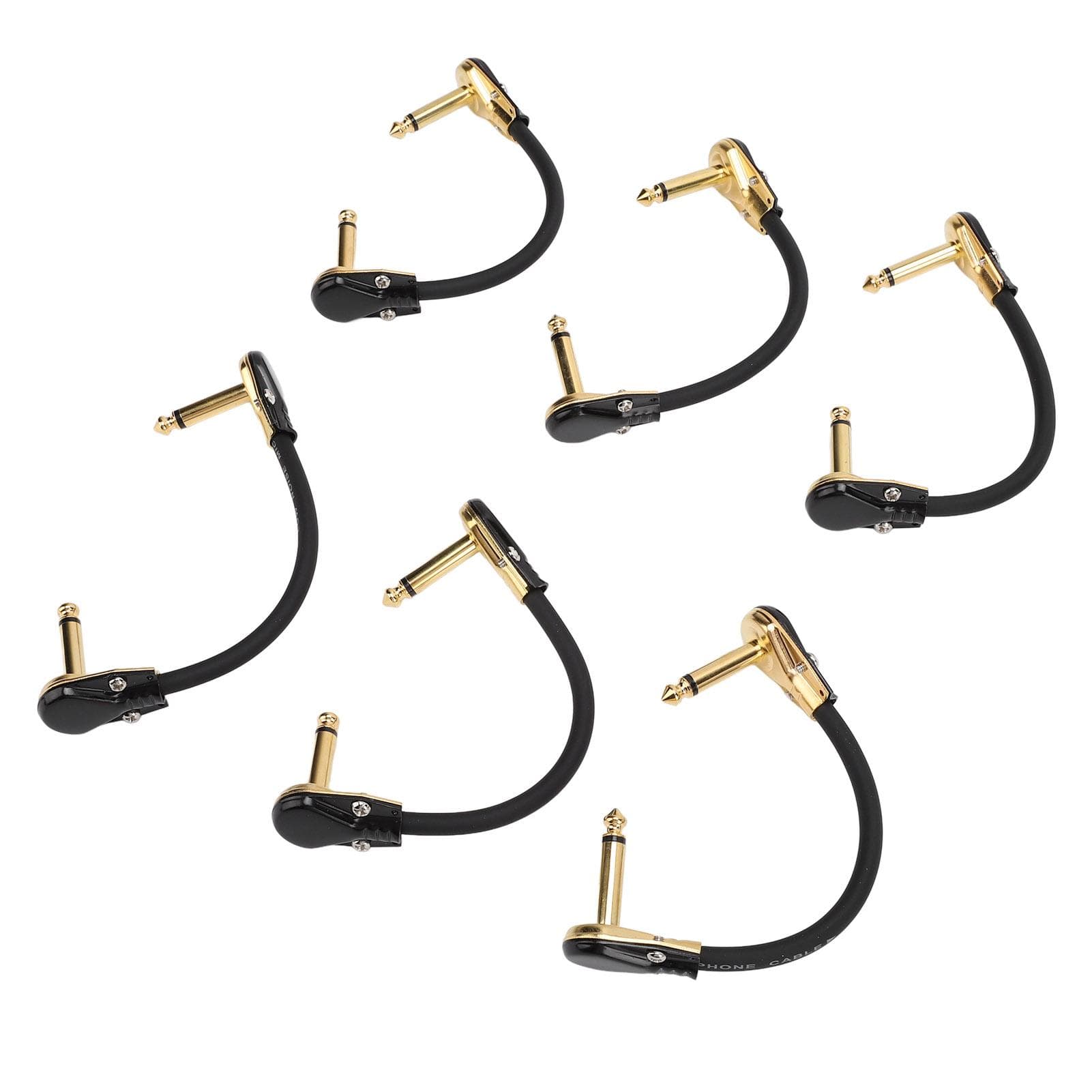 6 Pcs Guitar Effect Pedal Cable 15cm 6 Inch 14 Inch Right Angle Guitar Patch Cable for Microphone gold